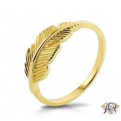 Złoty pierścionek Au 585 z piórkiem