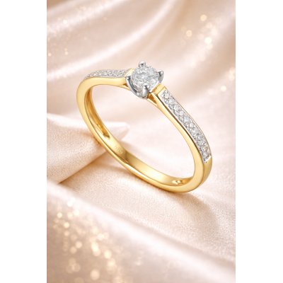 Pierścionek złoty Au 585 z diamentami R31737