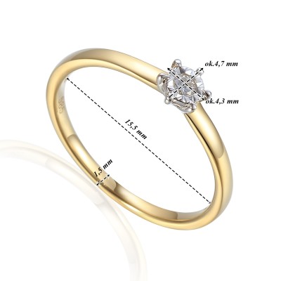 Pierścionek złoty Au 585 z diamentem R77848