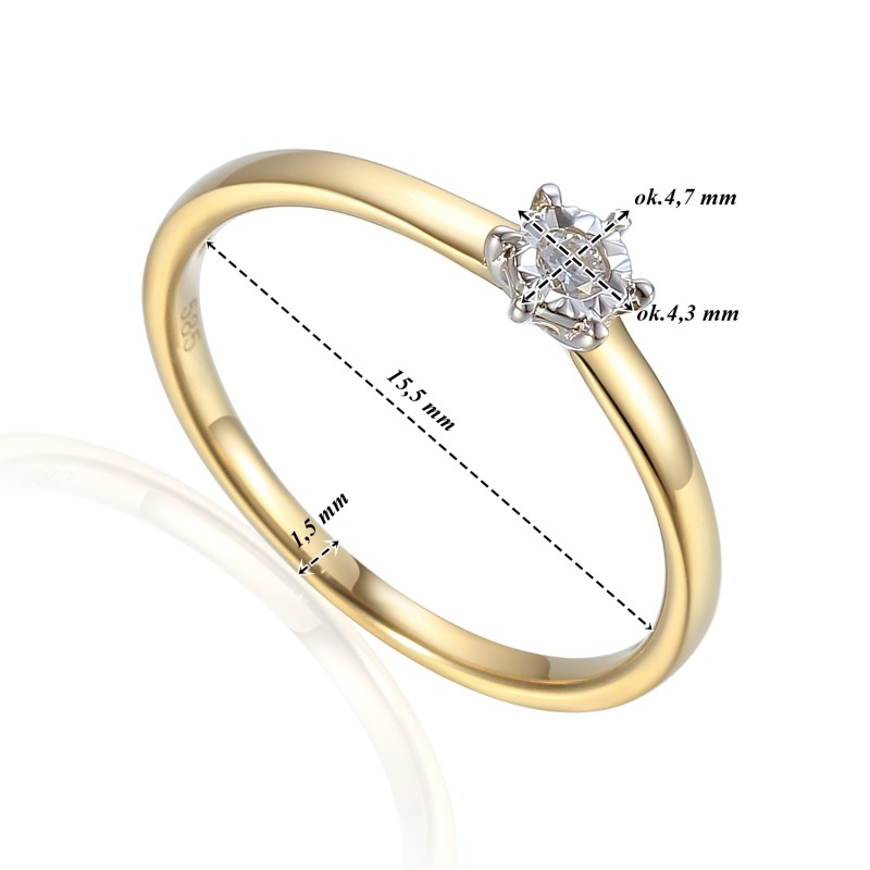 Pierścionek złoty Au 585 z diamentem R77848