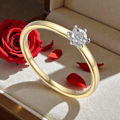 Pierścionek złoty Au 585 z diamentem R77848