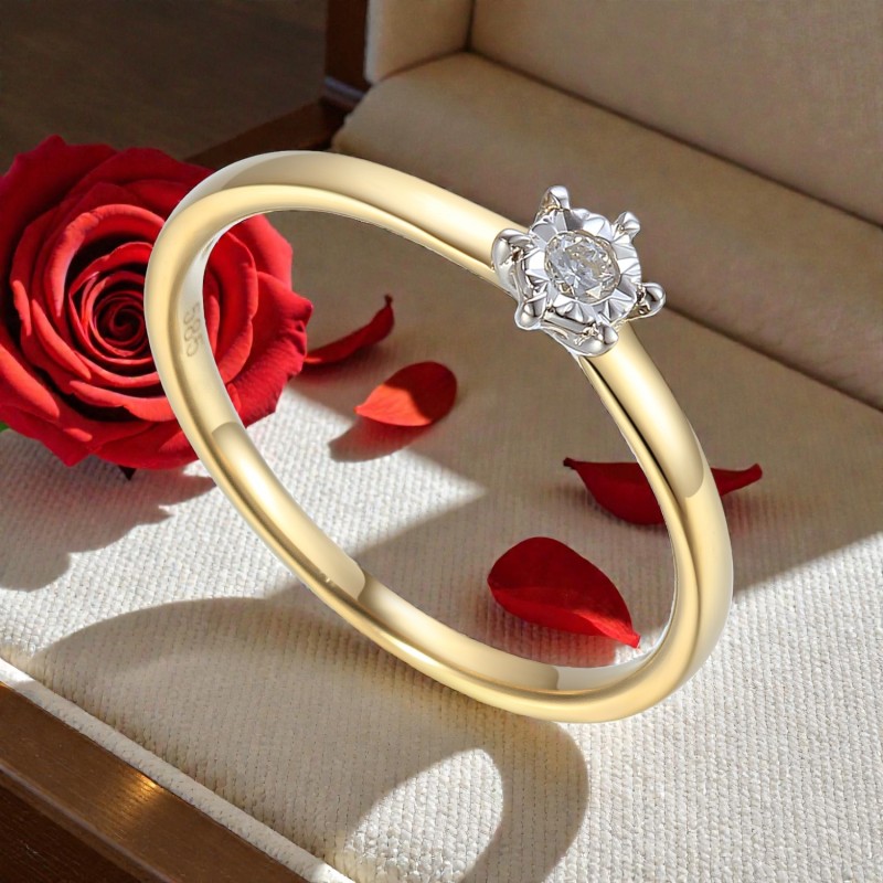 Pierścionek złoty Au 585 z diamentem R77848