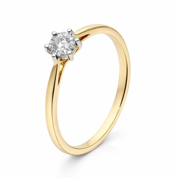 Pierścionek Au 585z diamentem RB13124Y/0.05CT