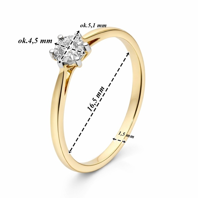 Pierścionek Au 585z diamentem RB13124Y/0.05CT