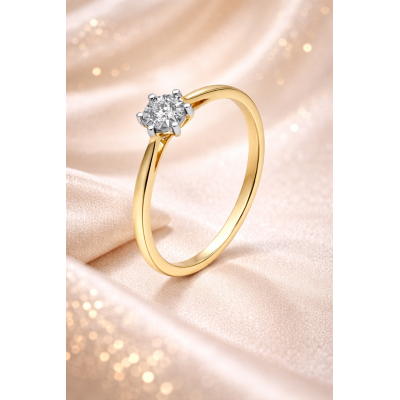 Pierścionek Au 585z diamentem RB13124Y/0.05CT