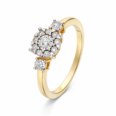 Pierścionek Au 585 z diamentami 0.10CT SAR04745Y 