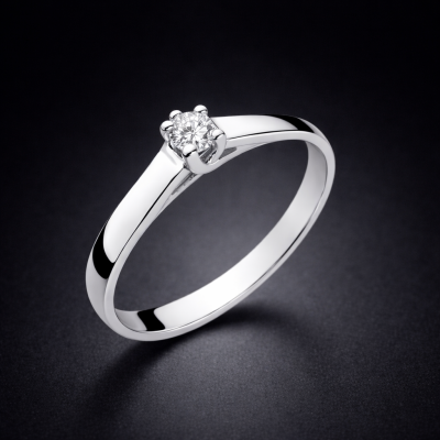 Pierścionek Au 585 z diamentem 0.10ct W-70 