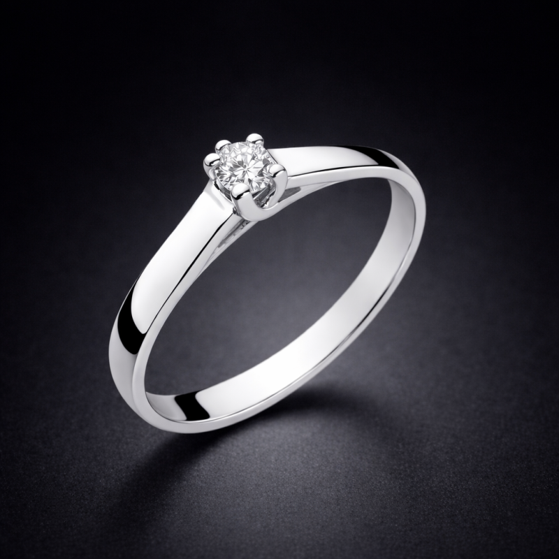 Pierścionek Au 585 z diamentem 0.10ct W-70 