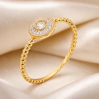 Pierścionek Au585 z diamentami 0.05CT FR-7700