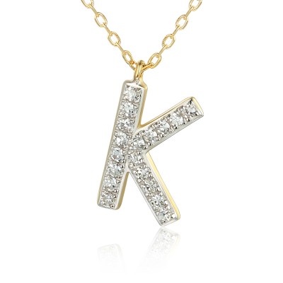 Naszyjnik złoty Au 585 z diamentami litera K