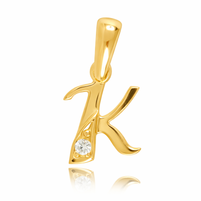Zawieszka złota Au 585 Literka K z cyrkonią