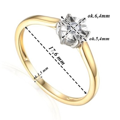 Pierścionek Au 585 z diamentem R38499YW 0.08ct