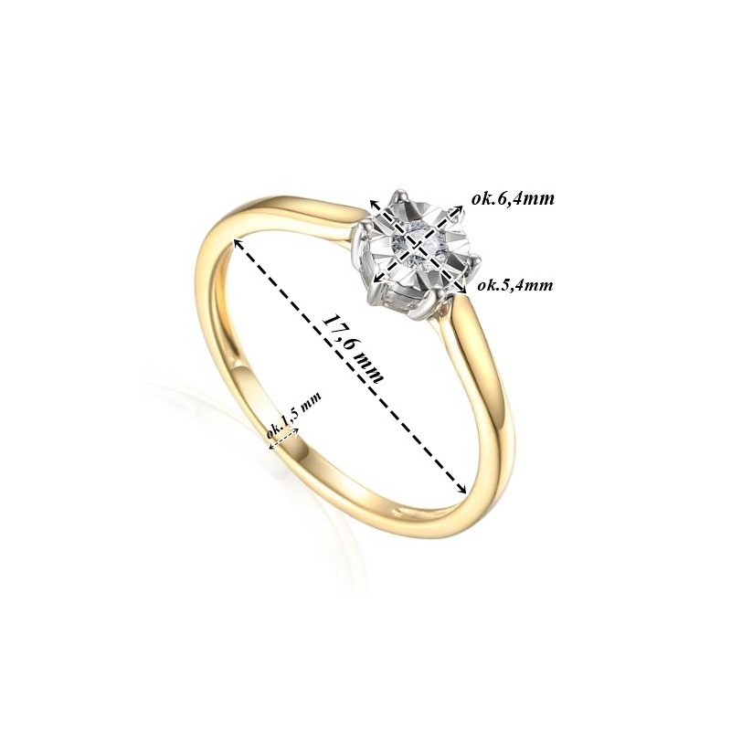 Pierścionek Au 585 z diamentem R38499YW 0.08ct