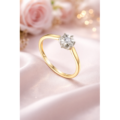 Pierścionek Au 585 z diamentem R38499YW 0.08ct