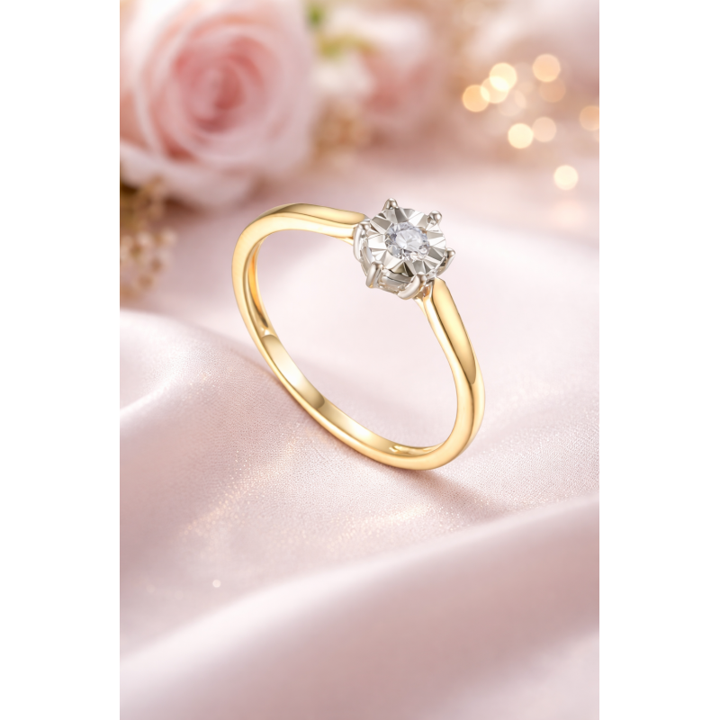 Pierścionek Au 585 z diamentem R38499YW 0.08ct