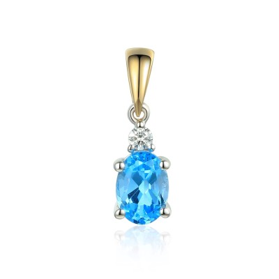 Zawieszka złota Au 585 London Blue Topaz i Diament
