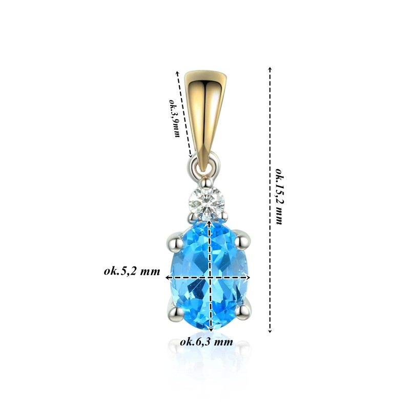Zawieszka złota Au 585 London Blue Topaz i Diament