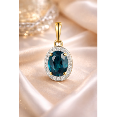 Zawieszka złota Au 585 z topazem London Blue