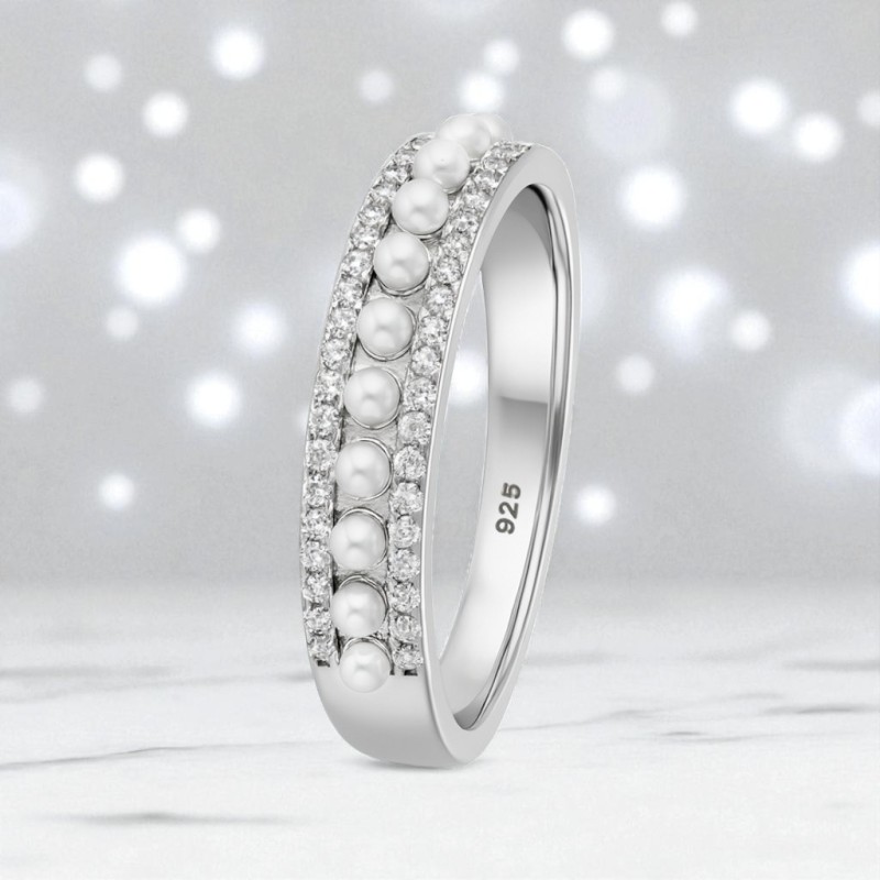 Pierścionek Ag 925 perły cyrkonie IM0450925RR