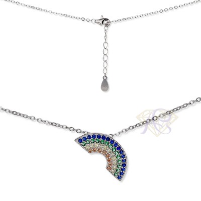 Naszyjnik srebrny Ag 925 tęcza 001N