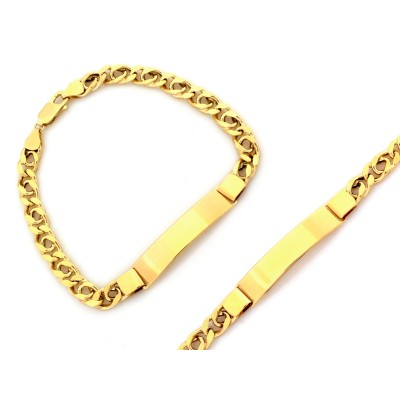 Złota bransoletka Au 585 z blaszką do graweru