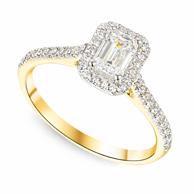 Pierścionek złoty Au585 zdiamentemi laboratoryjnym