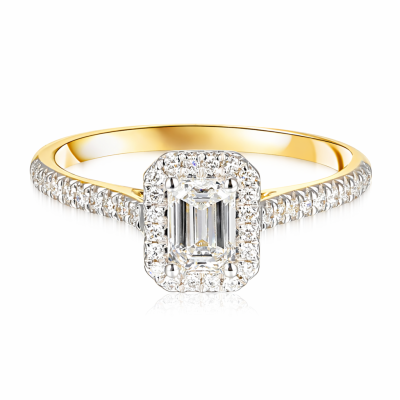 Pierścionek złoty Au585 zdiamentemi laboratoryjnym