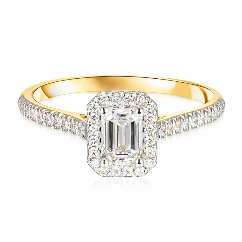 Pierścionek złoty Au585 zdiamentemi laboratoryjnym