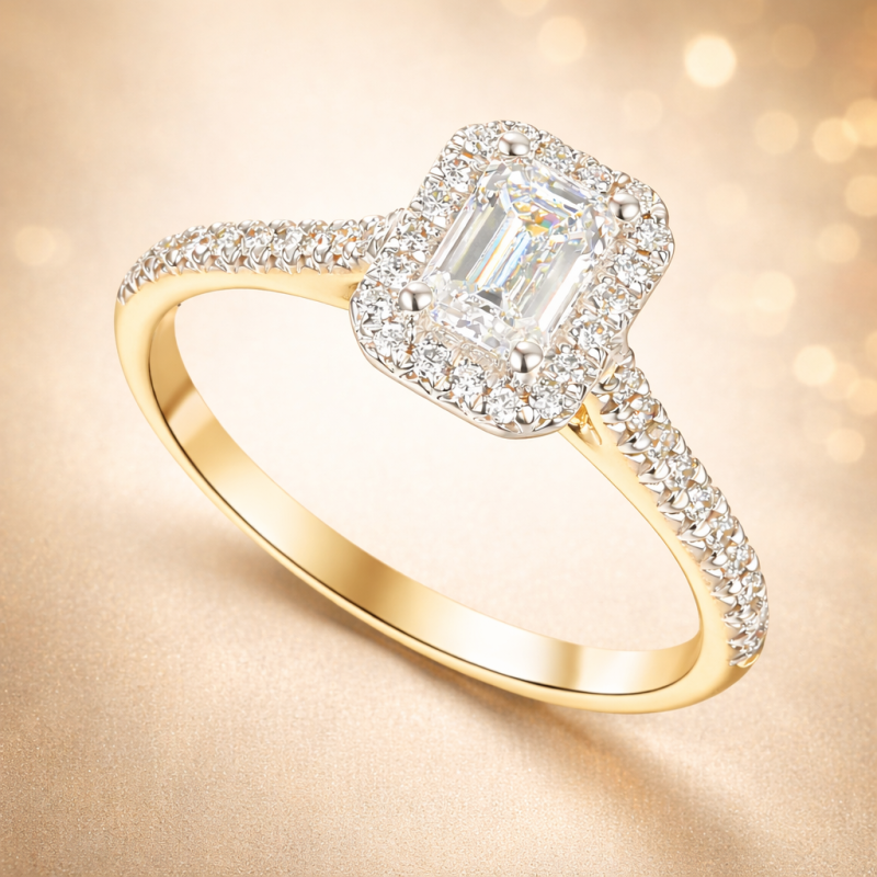 Pierścionek złoty Au585 zdiamentemi laboratoryjnym