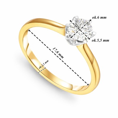 Pierścionek złoty Au585 z diamentem laboratoryjnym