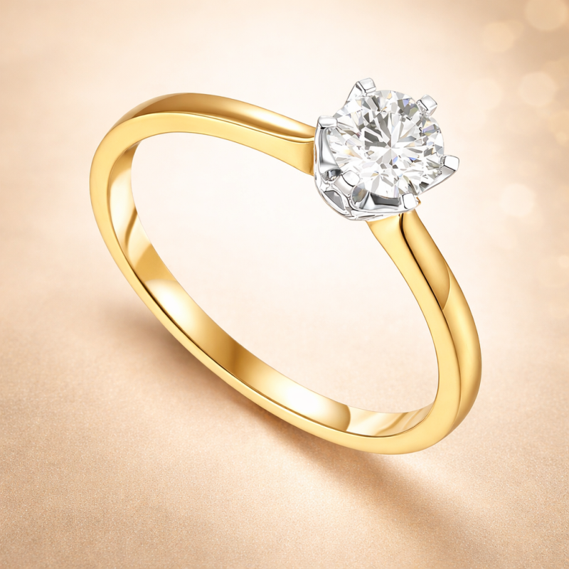 Pierścionek złoty Au585 z diamentem laboratoryjnym