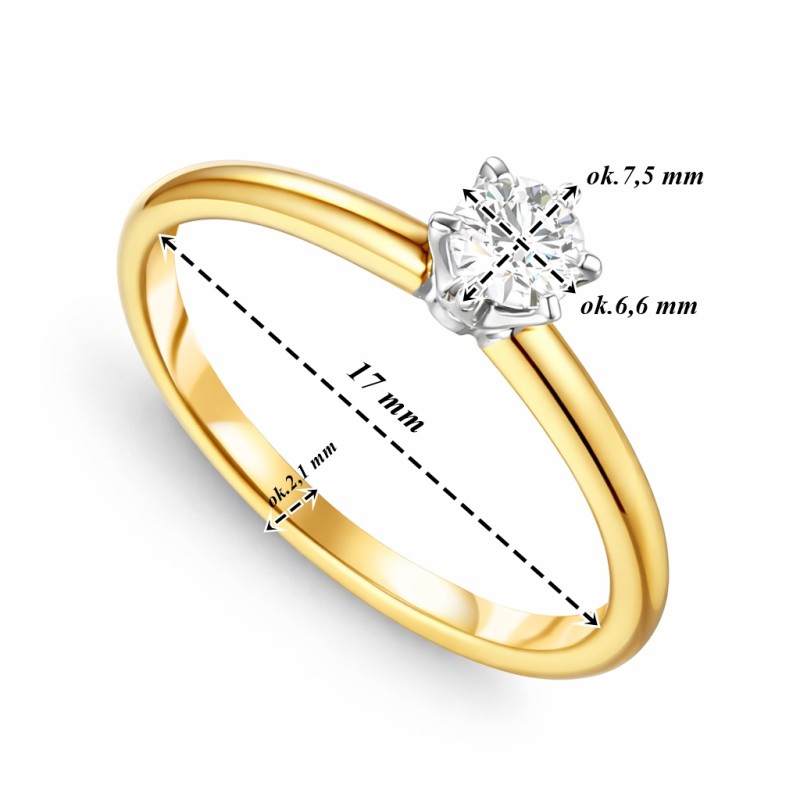Pierścionek złoty Au585 z diamentem laboratoryjnym