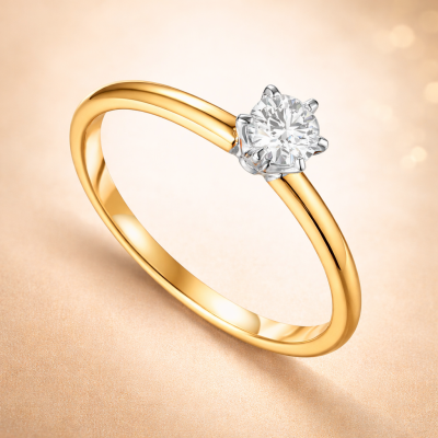 Pierścionek złoty Au585 z diamentem laboratoryjnym