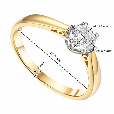 Pierścionek złoty Au585 z diamentem laboratoryjnym