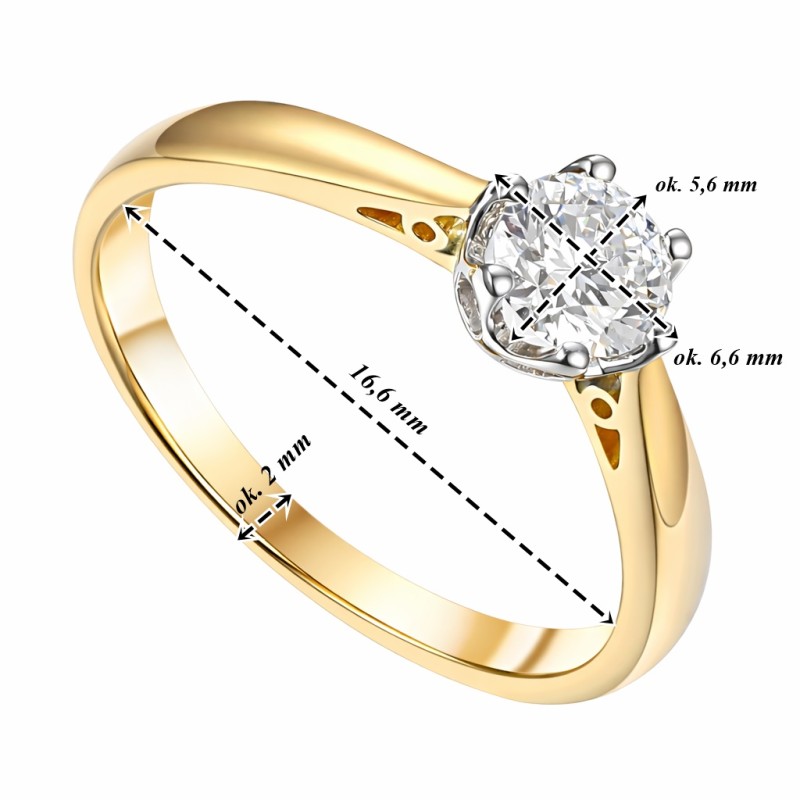 Pierścionek złoty Au585 z diamentem laboratoryjnym