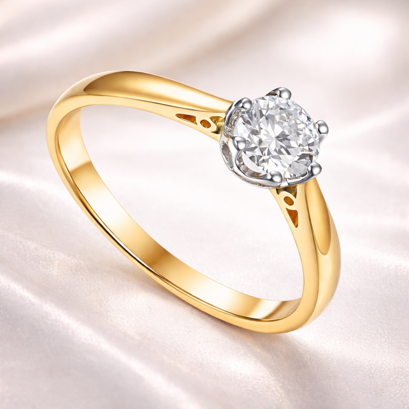 Pierścionek złoty Au585 z diamentem laboratoryjnym