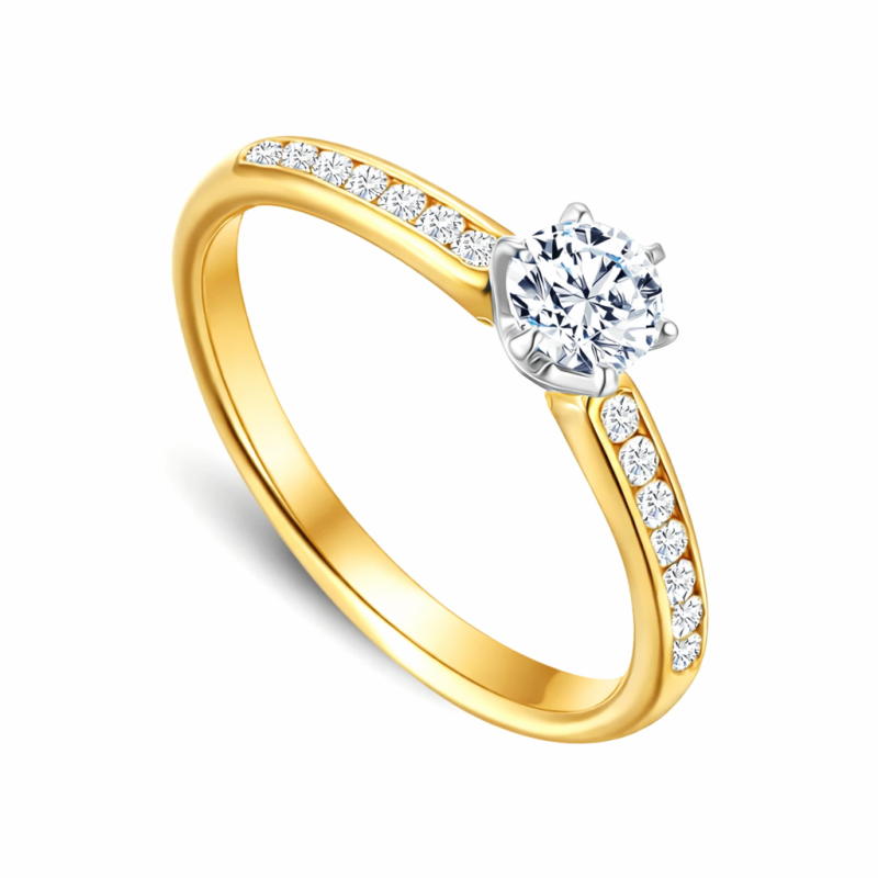 Pierścionek złoty Au585 z diamentem laboratoryjnym