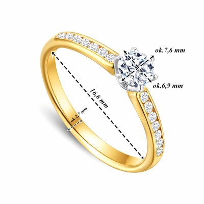 Pierścionek złoty Au585 z diamentem laboratoryjnym