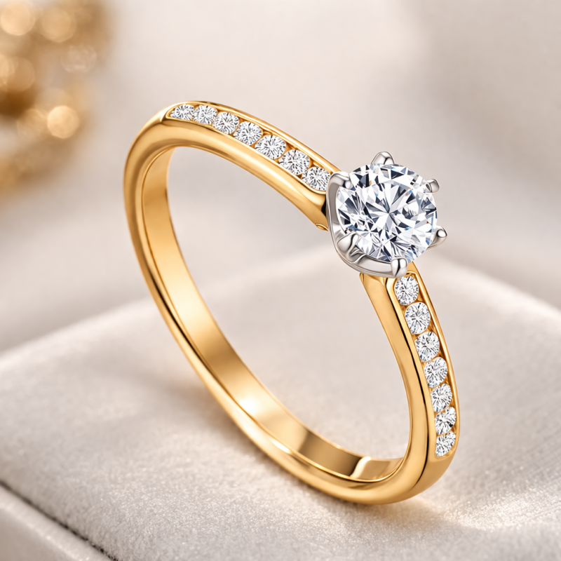 Pierścionek złoty Au585 z diamentem laboratoryjnym