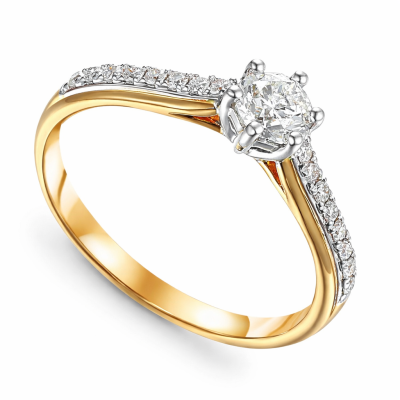 Pierścionek złoty Au585 z diamentem laboratoryjnym