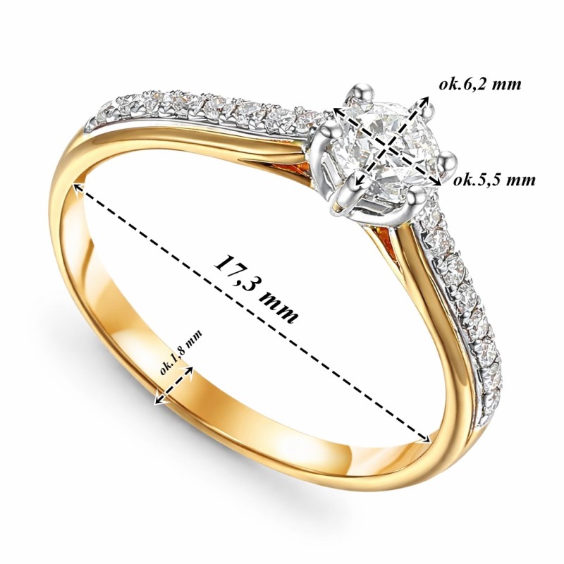 Pierścionek złoty Au585 z diamentem laboratoryjnym