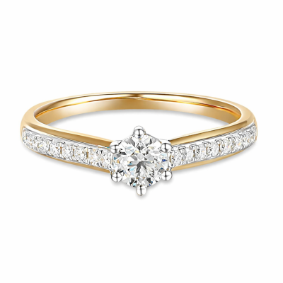 Pierścionek złoty Au585 z diamentem laboratoryjnym