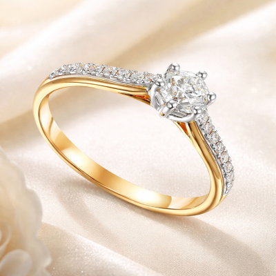 Pierścionek złoty Au585 z diamentem laboratoryjnym