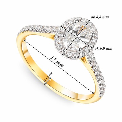 Pierścionek złoty Au585 z diamentem laboratoryjnym