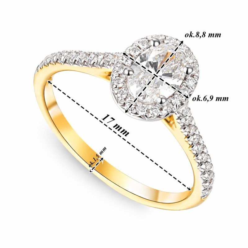 Pierścionek złoty Au585 z diamentem laboratoryjnym