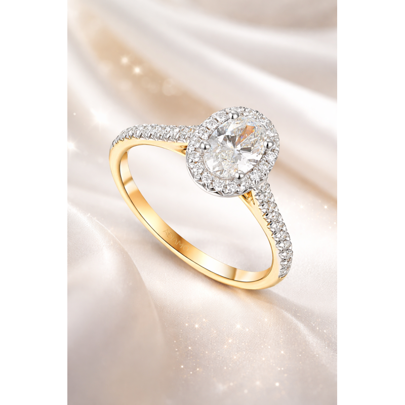 Pierścionek złoty Au585 z diamentem laboratoryjnym