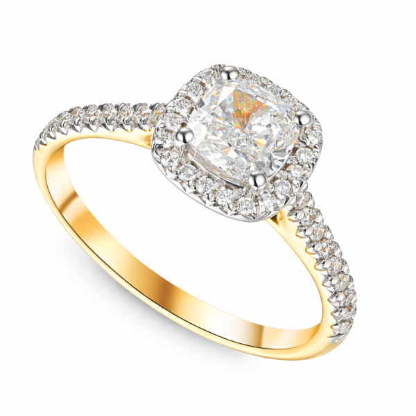 Pierścionek złoty Au585 z diamentem laboratoryjnym