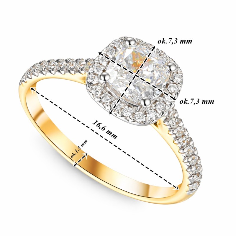 Pierścionek złoty Au585 z diamentem laboratoryjnym