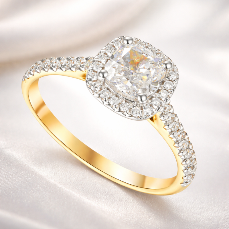 Pierścionek złoty Au585 z diamentem laboratoryjnym