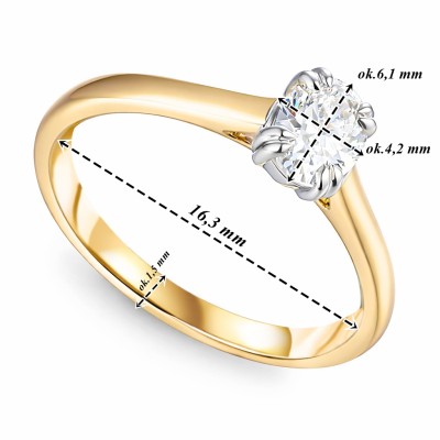 Pierścionek złoty Au585 z diamentem laboratoryjnym